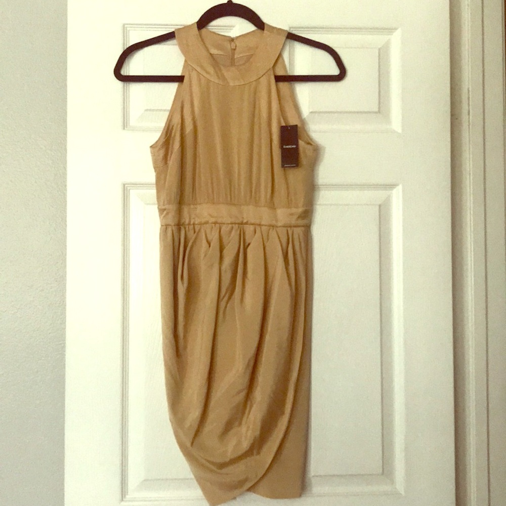 Camel color cocktail dress